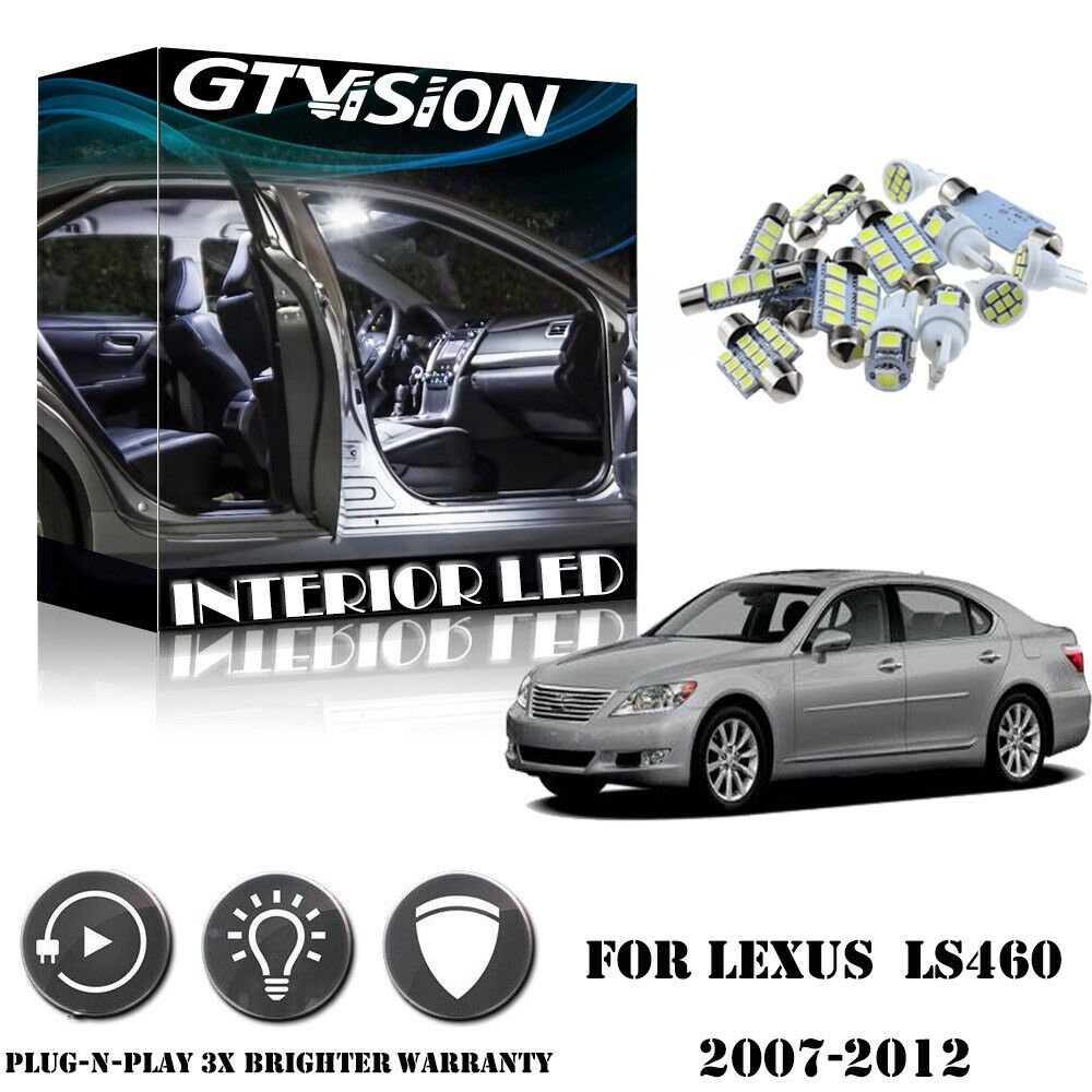 15Pcs Bright White Kit LED Interior Car Lights for 2007-2012 Lexus LS460 LS600H