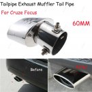 2Pcs Chrome Stainless Steel Rear Exhaust Tail Muffler Pipe For Cruze Focus 60mm