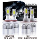 Combo H13 9008 + 9145 9140 LED Headlight Bulbs High Low Beam Fog Light Kit White