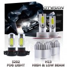 4x Combo Pack H13 9008 LED Headlight + 5202 Fog Lights For 2008-2012 Ford Escape