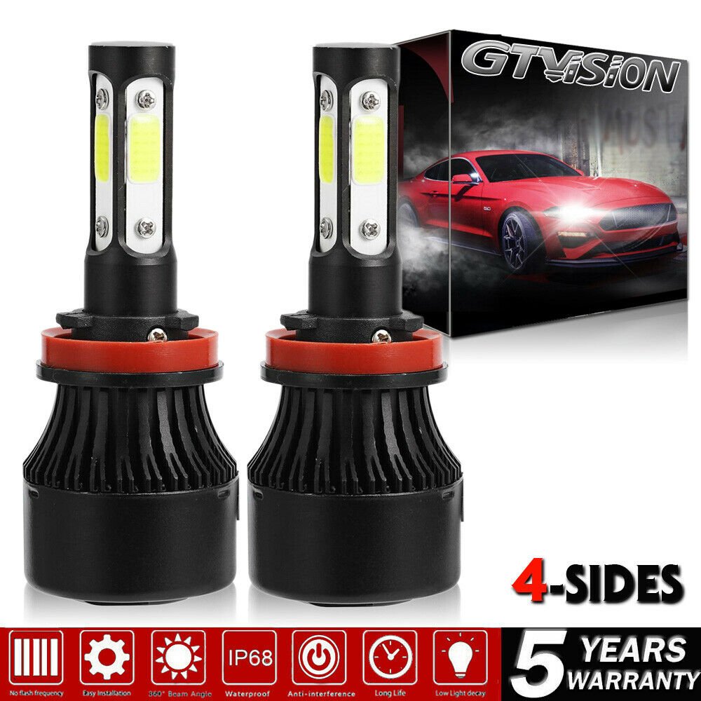 2Pc 4COB LED Headlight Kit H8 6000K White 1900W Fog Light for Acura TL 2007-2008