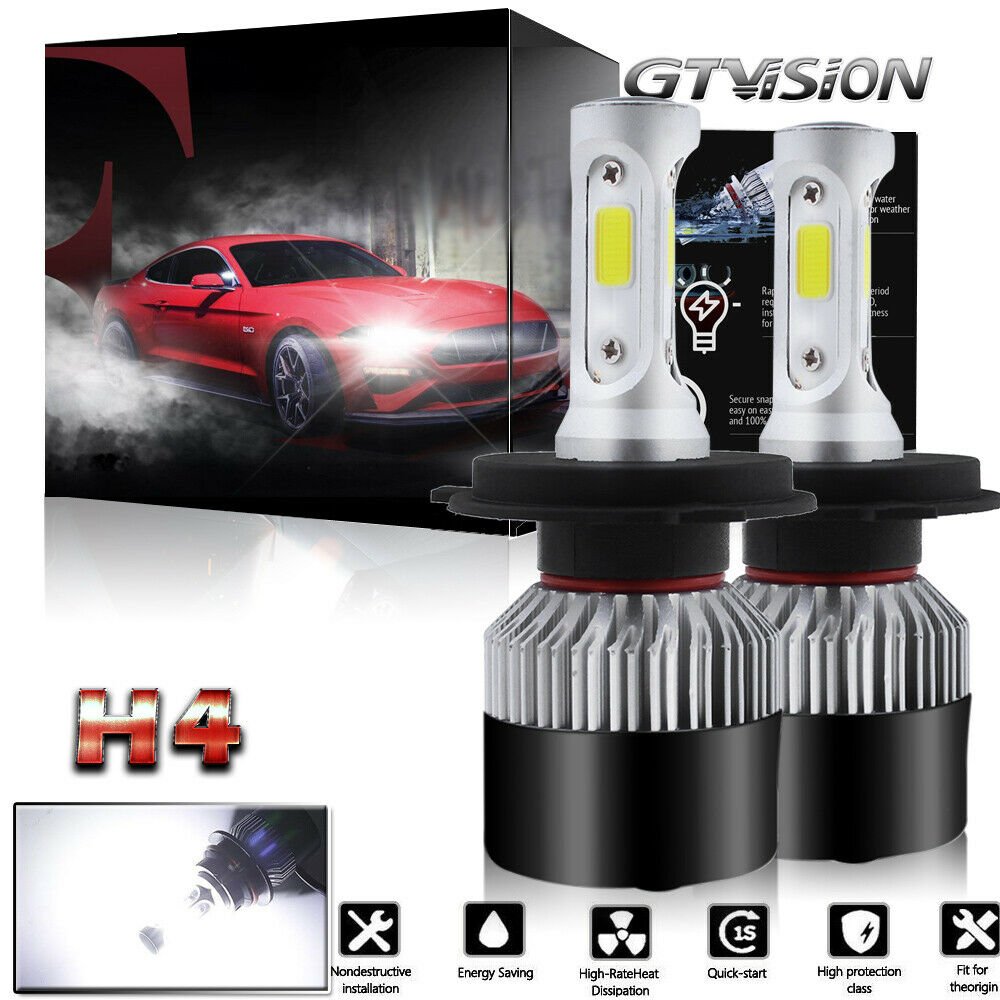H4 LED Headlight Bulbs Kit COB 1320W 198000LM 6000K Hi/Lo Beam Lamp All-in-One