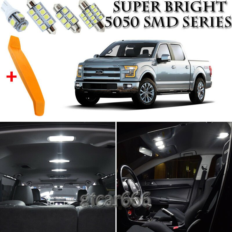 11 x Xenon White Interior LED Lights Kit + TOOL For 2004 - 2015 Ford F150 F-150