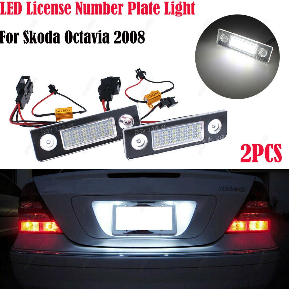 2x LED Number License Plate Light Lamp Error Free For Skoda Octavia Roomster 5J
