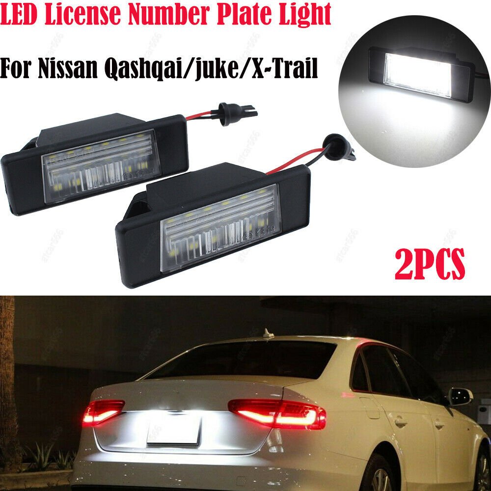 2x LED Number License Plate Light For Nissan Qashqai X-trail Juke Patnfinder R51