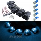 5x Cab Marker Roof Light Smoke Cover Lens Set + Ice Blue LED For Chevy GMC 88-02