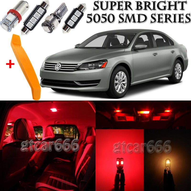 20 x Ultra Red Interior LED Lights Kit + TOOL For 2012 - 2015 Volkswagen Passat