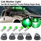 5x Green Ceramic LED Smoke Cab Marker Roof Light Kit for 1999-2016 Ford E/F-150