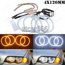 4pcs 120mm LED SMD Angel Eyes Halo Rings Lights For BMW E36 E39 E46 White Amber