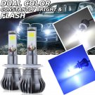 2x 881 889 LED DRL Fog Driving Light Bulbs Dual Color Strobe Flash White + Blue
