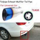 76mm Universal Grilled Blue Chrome Stainless Steel Exhaust Tail Muffler Tip Pipe