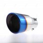 76mm Universal Grilled Blue Chrome Stainless Steel Exhaust Tail Muffler Tip Pipe