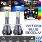 2x 880 899 Dual Color 2-Mode Flash Blinking LED Fog DRL Light Bulb White + Blue