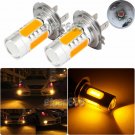 2x High Power Yellow Amber H7 CREE COB LED Projector Bulbs Car DRL Fog Lights