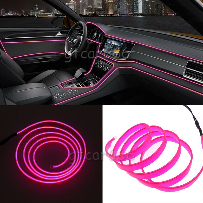 2M 12V EL Wire Pink Cold Light Line Neon Lamp Car Atmosphere Lights Unique Decor