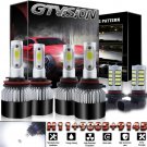 9005+H11+H11 3960W LED Headlights High Low Beam+Fog Light Bulbs Pure White 6000K