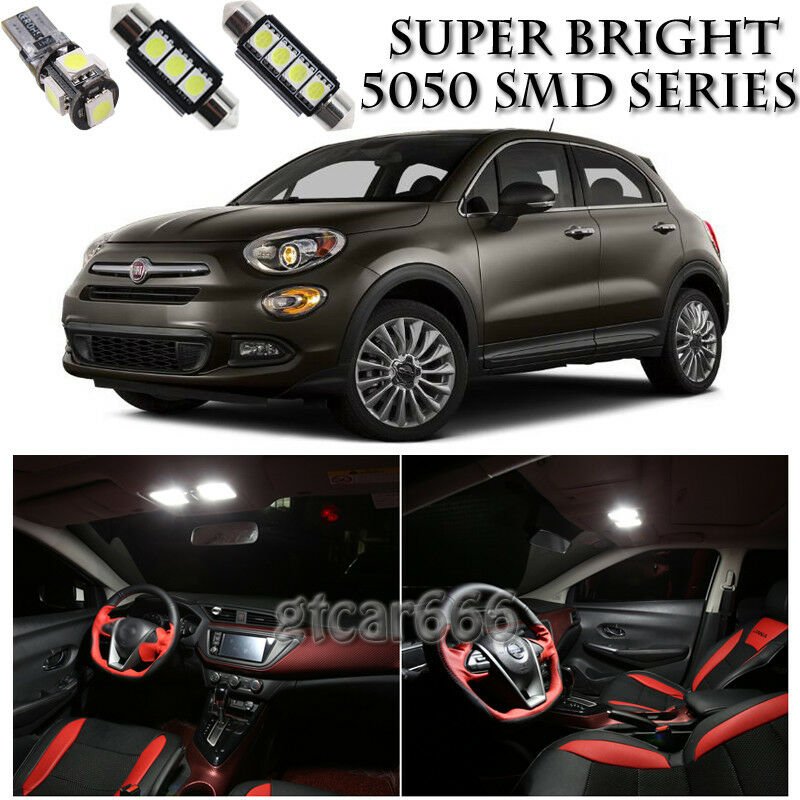 5050 SMD White LED Interior Lights Package Kit For 2016 & Up Fiat 500X 12pcs