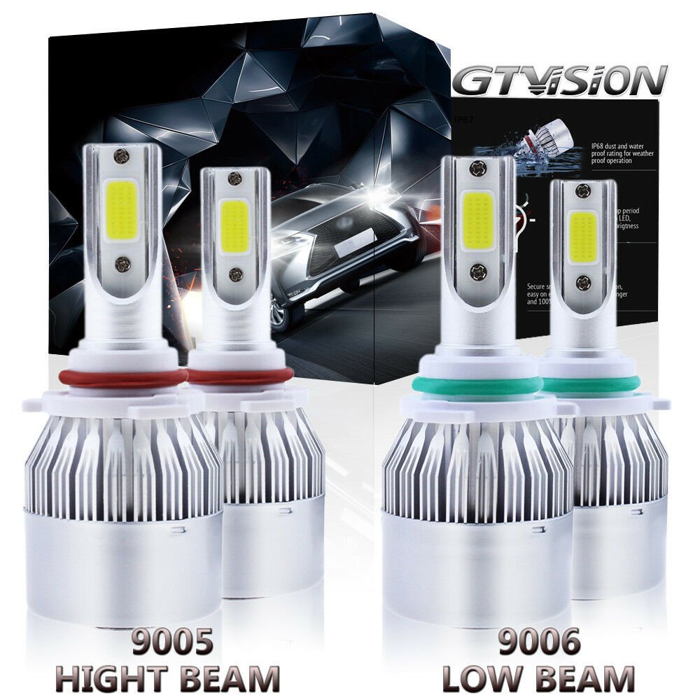 Combo Pack 9005 9006 LED Headlight Bulbs For Chevy Silverado 1500 2500 HD 01-06