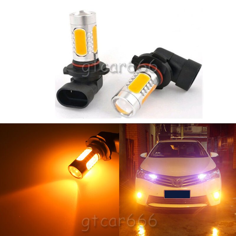 2Pcs 9005 HB3 High Power Amber LED Projector Bulbs For Car Daytime Runing Light