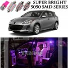 8x Bright SMD Pink Purple LED Interior Light Package Kit For Mazda 3 2010-2013