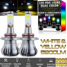 2x 9005 9145 H10 LED DRL Fog Light Bulbs Dual Color Strobe Flash White + Yellow