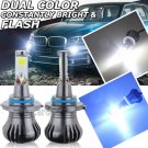9006 HB4 LED DRL Fog Driving Light Bulb Dual Color Strobe Flash White + Ice Blue