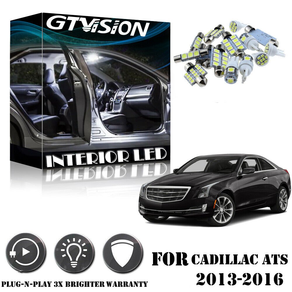 16x Super Bright White LED Interior Light Package Kit For Cadillac ATS 2013-2016