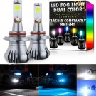 2x High Power H10 9140 9145 LED DRL Fog Light Bulb Dual Color White + Ice Blue
