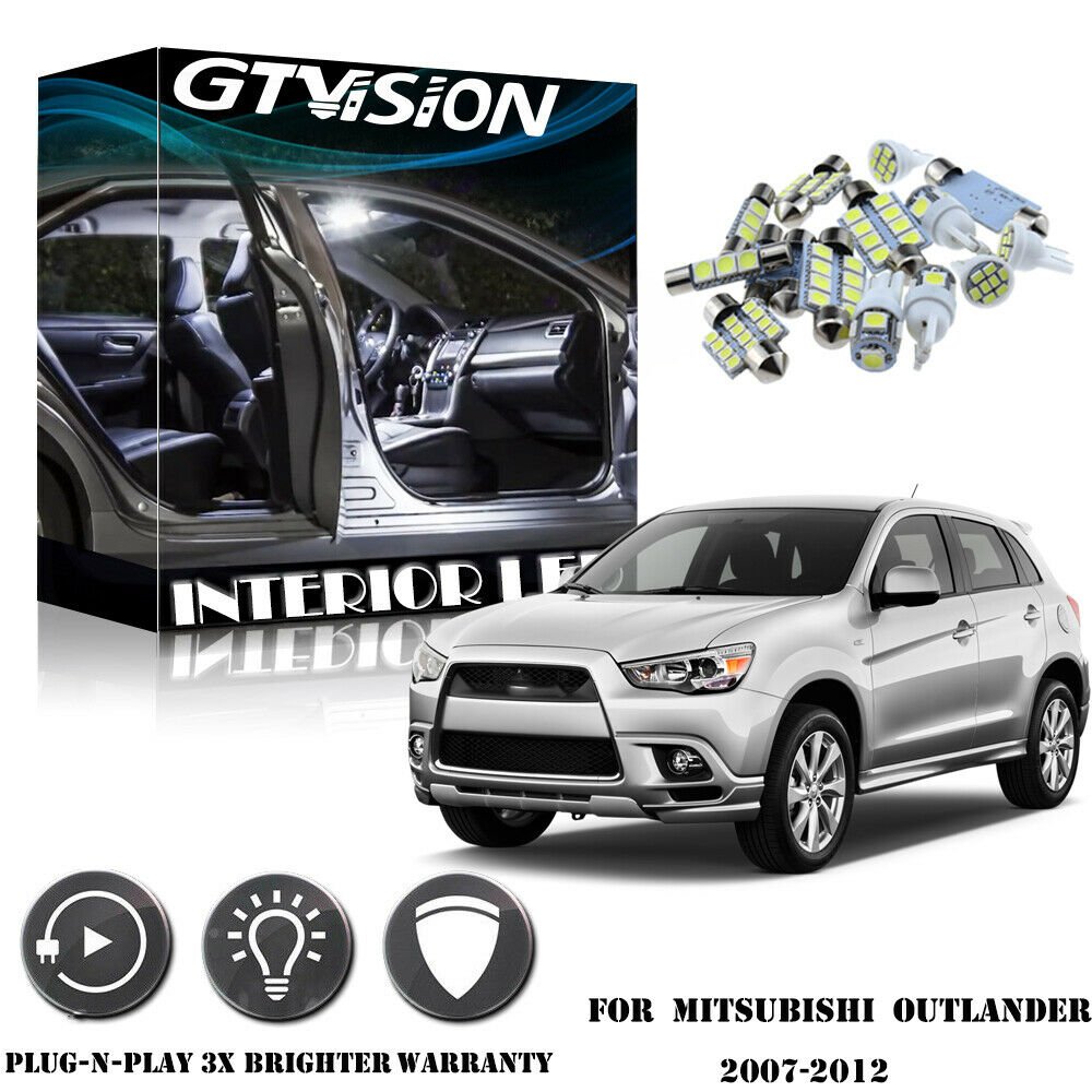 6x Bright White LED Lights Interior Package Kit for 2007-12 Mitsubishi Outlander