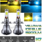2X H7 Upgrade LED Fog Light Bulbs Dual Color Still / Flash Mode Amber + Ice Blue