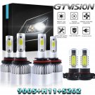 H11 9005 LED Headlight Hi/lo Beam + 5202 Foglight For 07-15 Chevy Silverado 1500