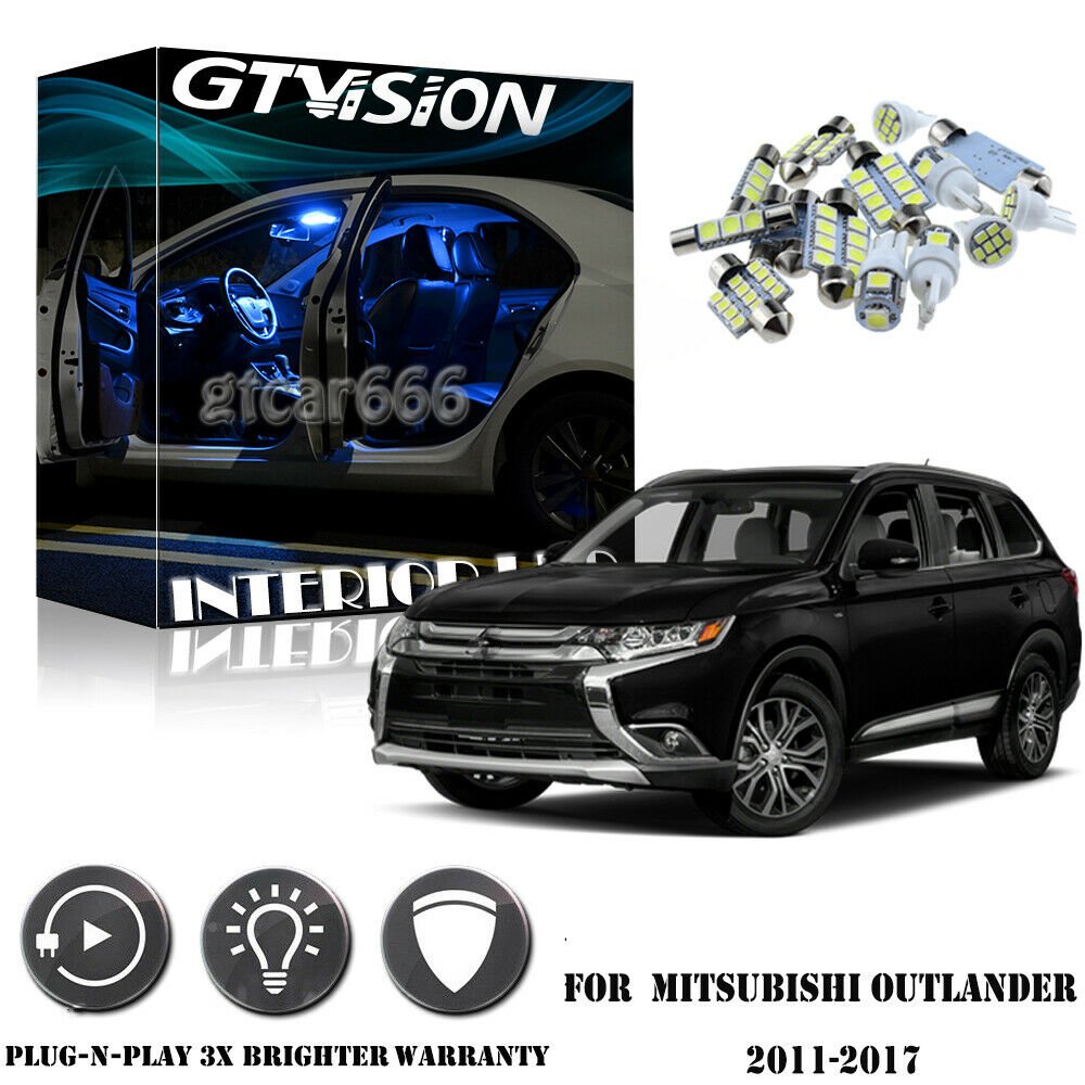 6x Premium Blue LED Lights Interior Package For 11-17 Mitsubishi Outlander Sport