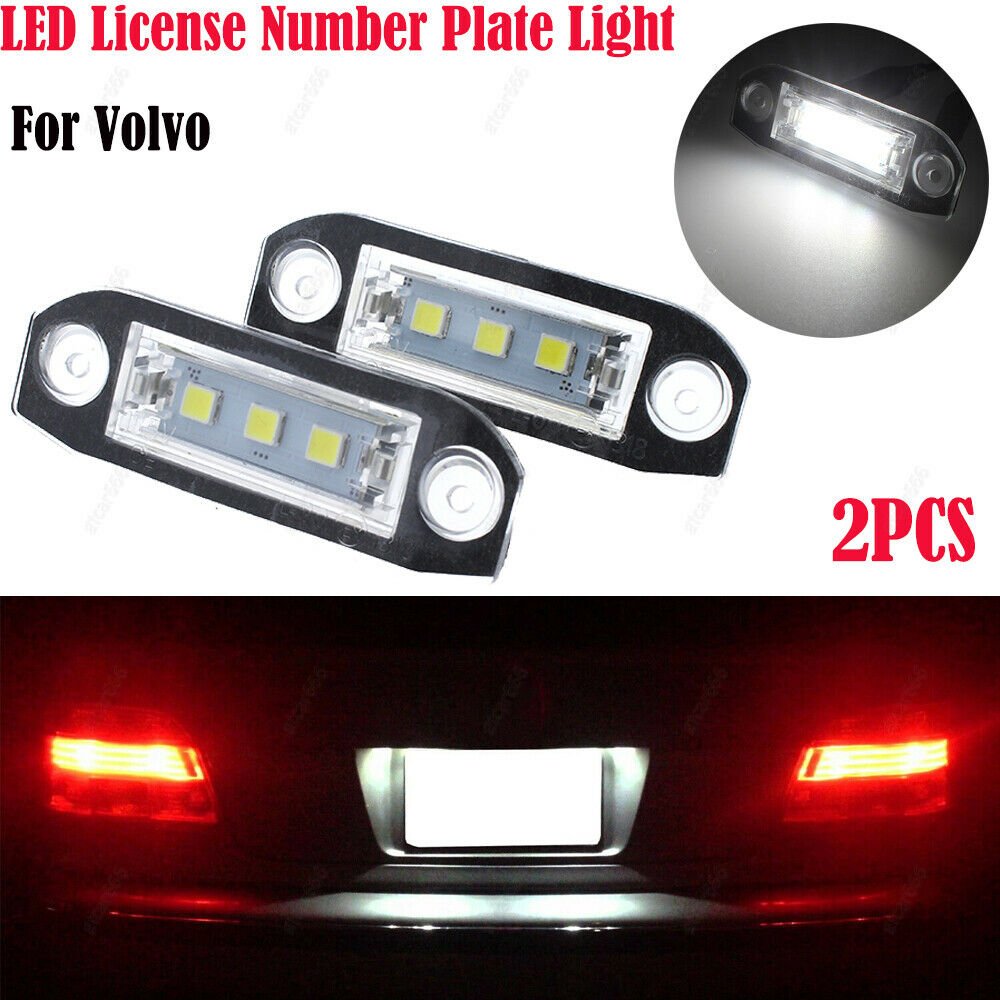 2Pcs Error Free White LED License Plate Light For volvo S80 Xc90 S40 v60 S60 V70