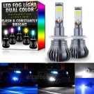 2x 880 899 LED DRL Fog Driving Light Bulbs Dual Color Strobe Flash White + Blue