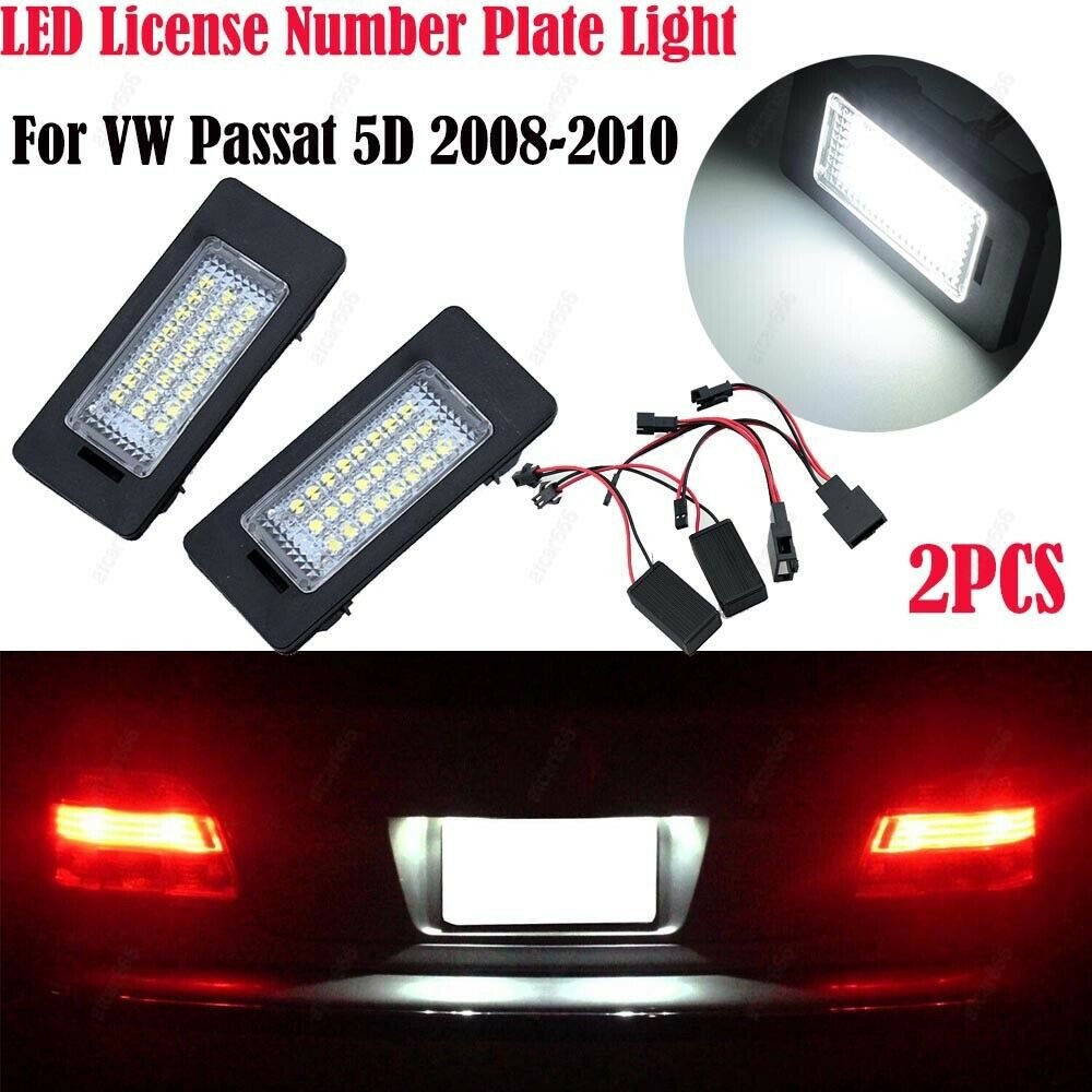 2x LED License Number Plate Light FOR Audi A4 S4 B8 A5 Q5 TT 8J MK2 VW Passat 5D
