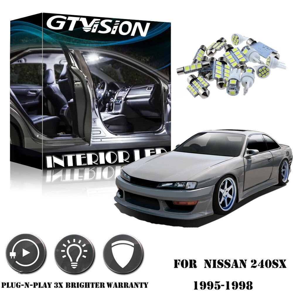 5Pcs Bright White LED Light Interior Package Kit Fits For 1995-1998 Nissan 240SX