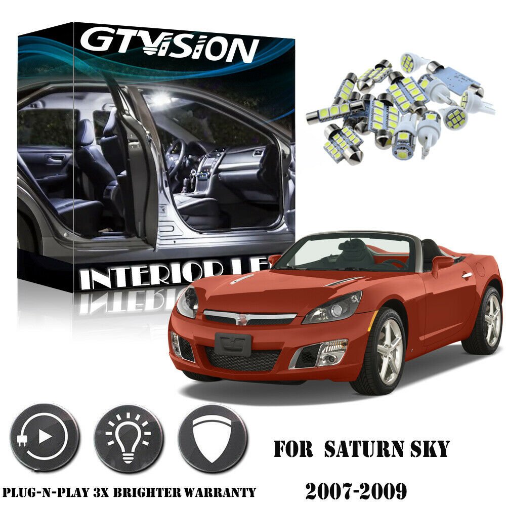 Super Bright White 6K LED Lights Interior Package Kit For 2007-2009 Saturn Sky