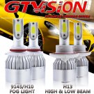 4x Combo Kit H13 9005 LED Headlight Fog Light For Dodge RAM 1500 2500 3500 09-12