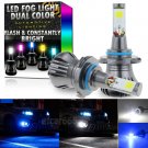 2x 9006 HB4 Dual Color 2-Mode Flash Blinking LED Fog DRL Light Bulb White + Blue
