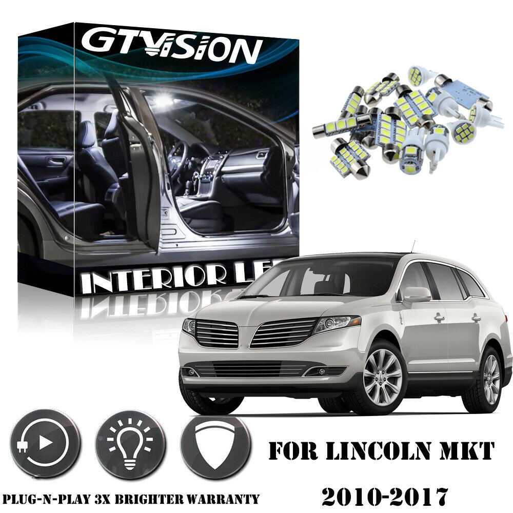 12Pcs White Kit LED Interior Car Lights For 2010 - 2017 Lincoln MKT + PRY TOOL