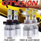 2 Pair Combo H13 9008 5202 PSX24W LED Headlight Bulbs High Low Beam Fog Lights