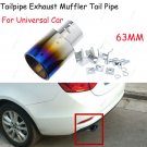 Car Universal Grilled Blue Chrome Stainless Steel Exhaust Tail Muffler Tip Pipe