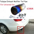 Car Universal Chrome Stainless Steel Rear Exhaust Tail Muffler Pipe Grilled Blue