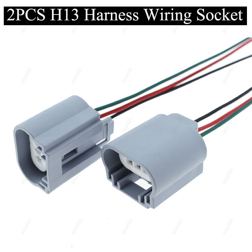2pcs H13 Car Headlight Bulb Female Wire Harness Connector Wiring Socket Adapters