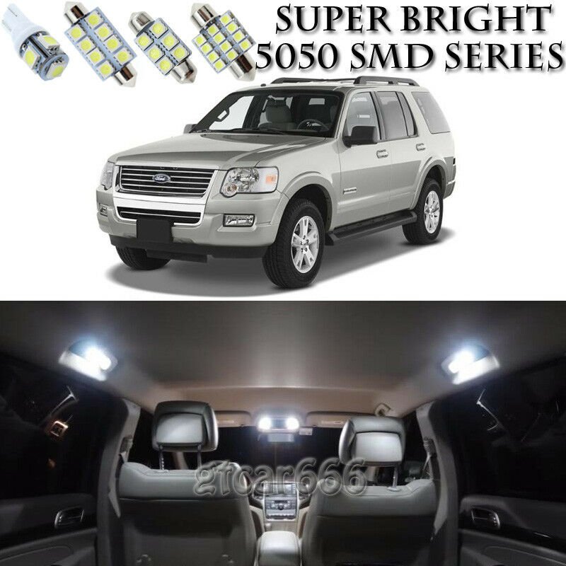 14X Xenon SMD White LED Interior Light Package Kit For Ford Explorer 2002-2010