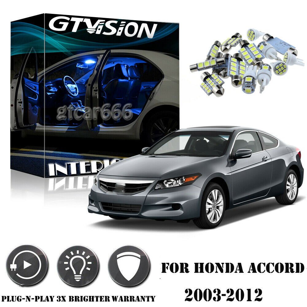 8x Interior Light Package Blue LED Bulbs For Honda Accord Sedan Coupe 2003-2012