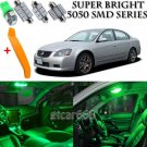 11 x Ultra Green Interior LED Lights Kit + TOOL For 2002 - 2006 Nissan Altima