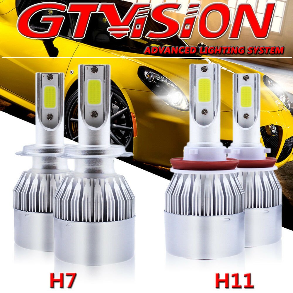 Combo Pack - H7 H11 LED Headlight Bulb Kit 2600W 390000LM Hi/Lo Beam 6000K White