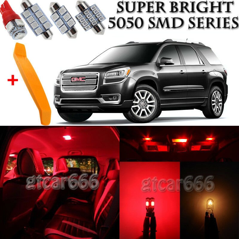 17 x Ultra Red Interior LED Lights Kit + TOOL For 2007 - 2015 GMC Acadia
