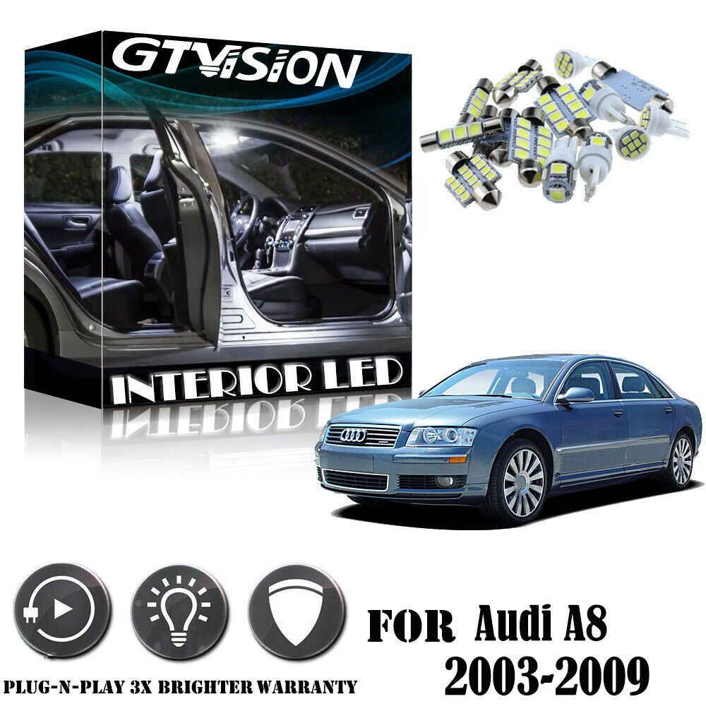 22Pcs Bright White LED Interior Lights Package Kit For Audi A8 S8 D3  2003-2009